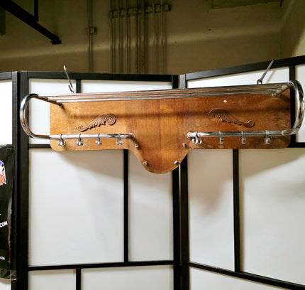 Vintage wall coat rack wood and metal