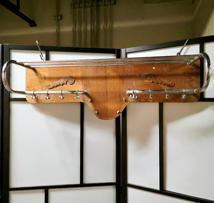 Vintage wall coat rack wood and metal