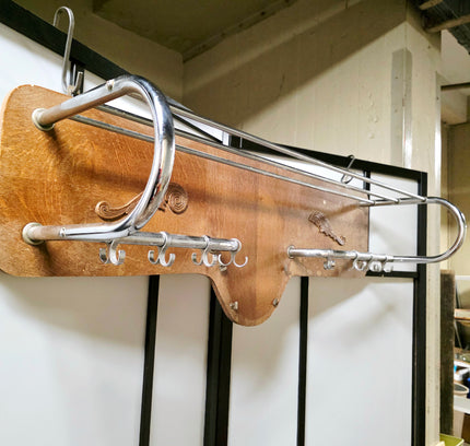 Vintage wall coat rack wood and metal