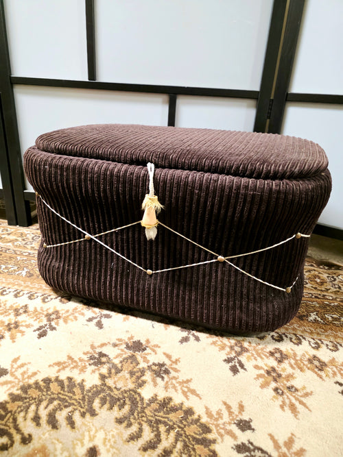 Vintage 1970s Corduroy Storage Ottoman Poef