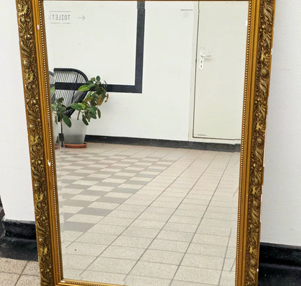 Large Vintage Gold Wall Mirror – Ornate Baroque Ornate Floor Mirror (Beveled Glass)