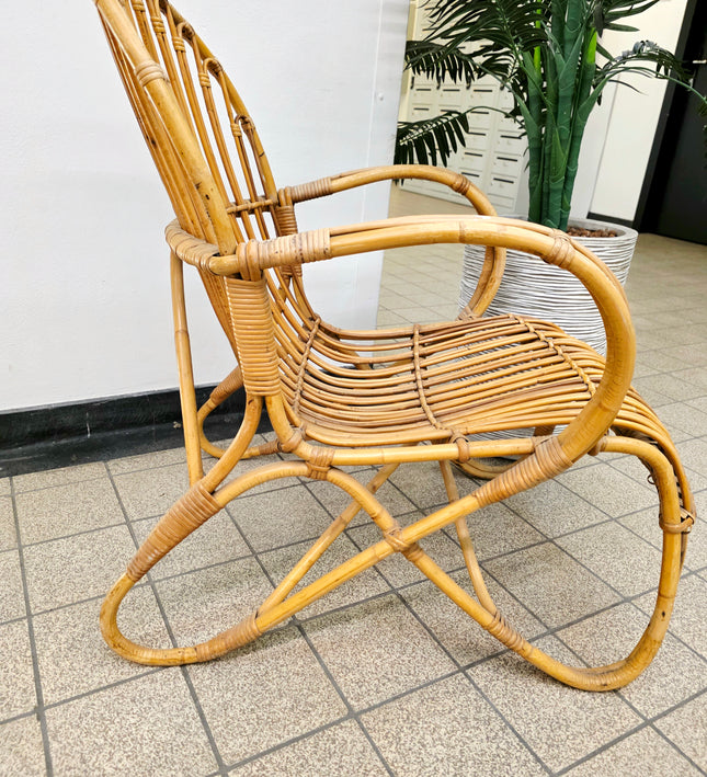 Vintage Mid-Century Modern Rohé Noordwolde Rattan Armchair