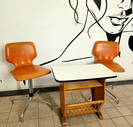 Pair of Mid Century Orange Giroflex Swivel Chairs – 1970s Space Age Retro