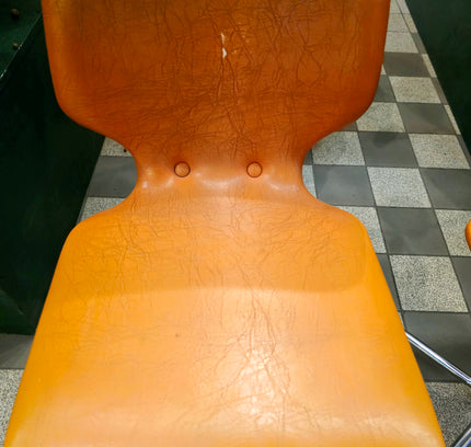Pair of Mid Century Orange Giroflex Swivel Chairs – 1970s Space Age Retro