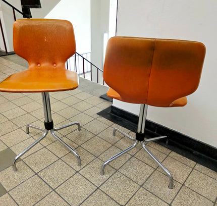 Pair of Mid Century Orange Giroflex Swivel Chairs – 1970s Space Age Retro