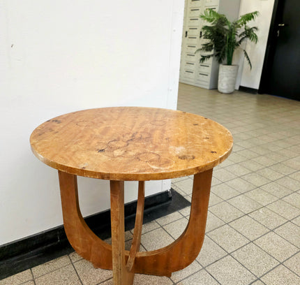 Vintage Art Deco Wooden Side Table - Curved "U-Base" Design