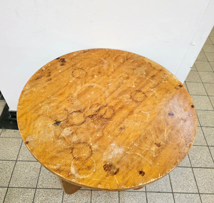Vintage Art Deco Wooden Side Table - Curved "U-Base" Design