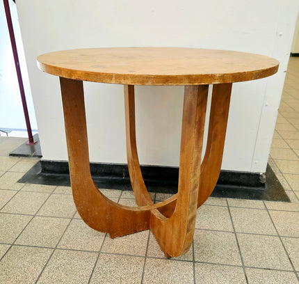 Vintage Art Deco Wooden Side Table - Curved "U-Base" Design