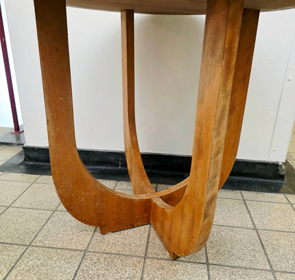 Vintage Art Deco Wooden Side Table - Curved "U-Base" Design