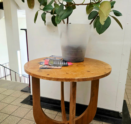 Vintage Art Deco Wooden Side Table - Curved "U-Base" Design