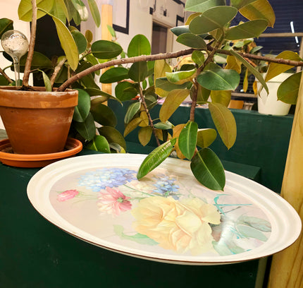 Vintage French Oval Floral Serving Tray – Pastel Rose Bouquet