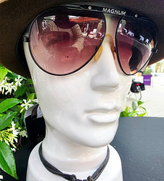 Vintage 1980s Magnum Aviator Sunglasses – Retro Flat Top Gradient