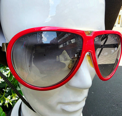 Dsquared2 DQ0003 68B Vintage Aviator Sunglasses – Red/White Flat Top