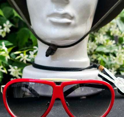 Dsquared2 DQ0003 68B Vintage Aviator Sunglasses – Red/White Flat Top