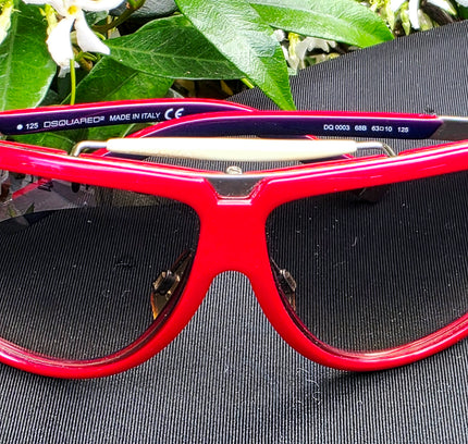 Dsquared2 DQ0003 68B Vintage Aviator Sunglasses – Red/White Flat Top