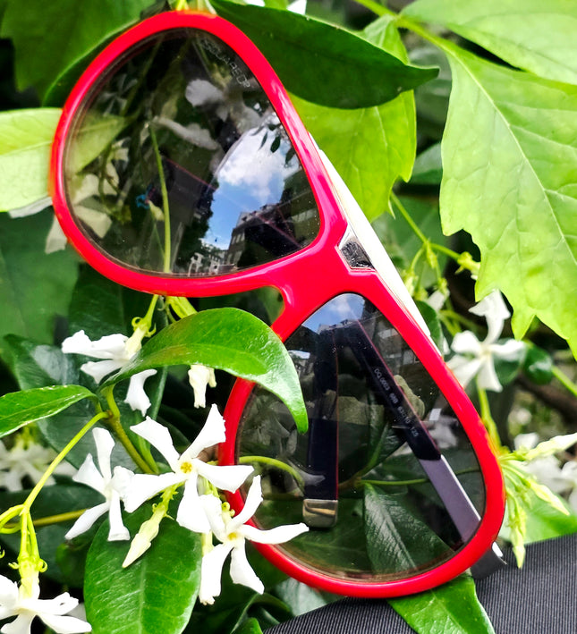 Dsquared2 DQ0003 68B Vintage Aviator Sunglasses – Red/White Flat Top