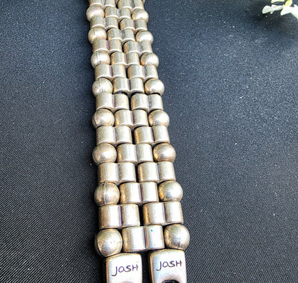 JOSH Vintage Wide Silver-Plated Beaded Link Cuff Bracelet