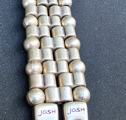 JOSH Vintage Wide Silver-Plated Beaded Link Cuff Bracelet