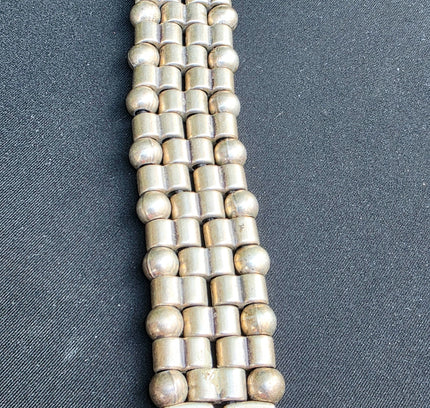 JOSH Vintage Wide Silver-Plated Beaded Link Cuff Bracelet