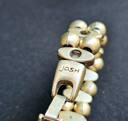JOSH Dutch Handcrafted Silver Plated Chunky Segment Link Bead Bracelet