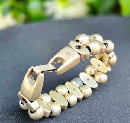 JOSH Dutch Handcrafted Silver Plated Chunky Segment Link Bead Bracelet