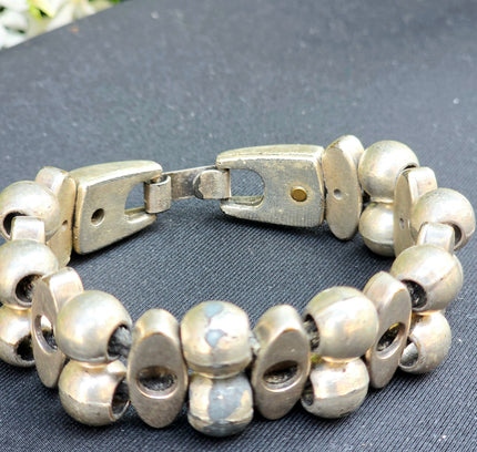 JOSH Dutch Handcrafted Silver Plated Chunky Segment Link Bead Bracelet