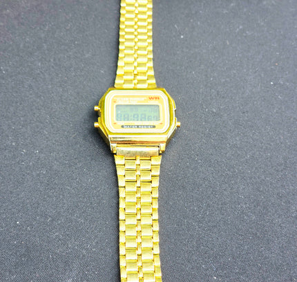 Retro Gold Digital Watch – Classic Vintage Stainless Steel Chronograph Wristwatch