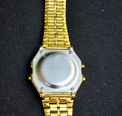 Retro Gold Digital Watch – Classic Vintage Stainless Steel Chronograph Wristwatch