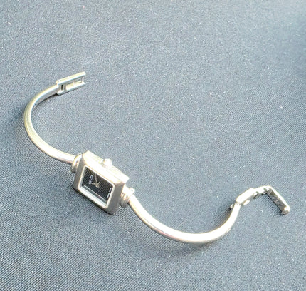 Vintage Gucci 1900L Stainless Steel Bangle Watch - Black Square Dial Luxury Cuff