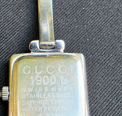 Vintage Gucci 1900L Stainless Steel Bangle Watch - Black Square Dial Luxury Cuff