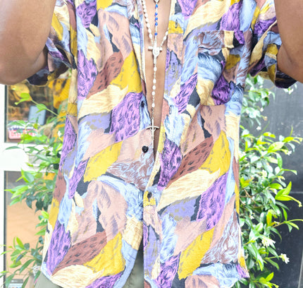 Vintage 90s Halonen Abstract Print Short Sleeve Button Up Shirt