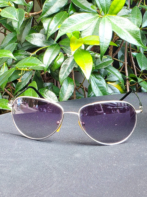 Ray-Ban Silver Aviator Sunglasses with Purple Gradient Lenses (Pre-Owned)