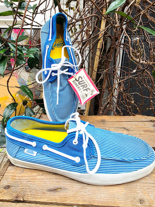 Vintage Deadstock Brand New Vans Chauffeur SF Surf Siders Canvas Boat Shoes