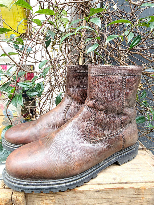 Vintage Brown Genuine Leather Men's Ankle Boots