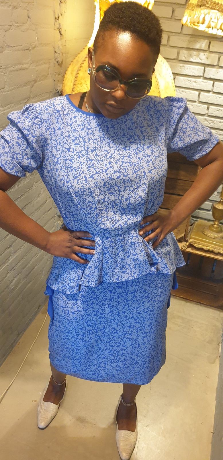 Vintage 80's Silk Peplum Dress
