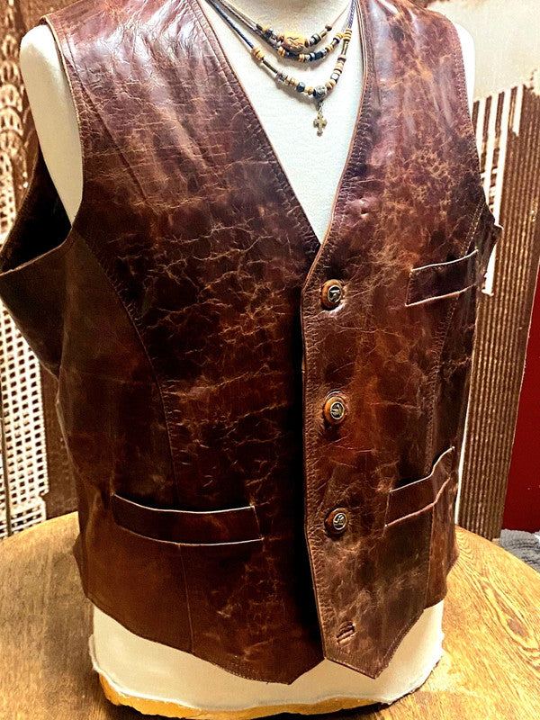 Vintage 80s Leather Gillet Waistcoat