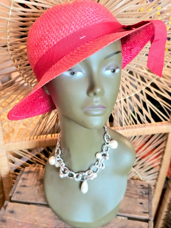 Vintage 80's Straw Sun Hat