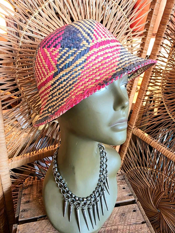 Vintage 60s Straw Bucket Hat