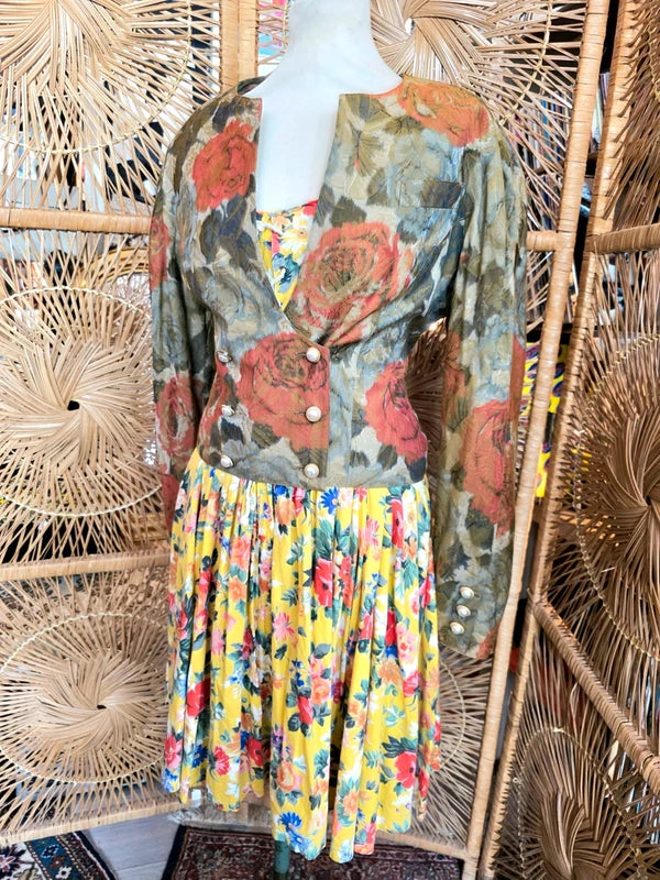 Vintage 80's Milkmaid Style Dress