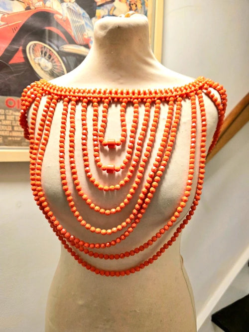 Brand New Vintage Inspired Traditional African Coral Necklace