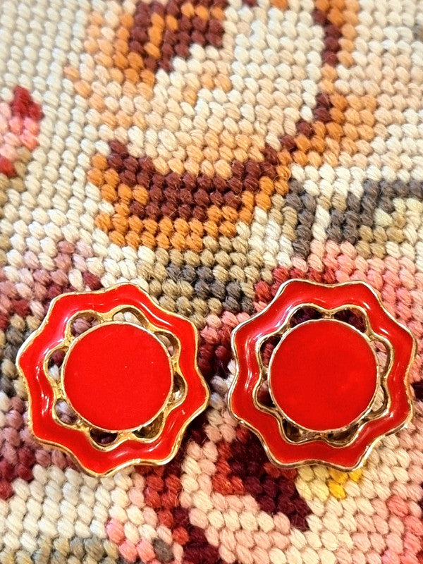 Vintage 80's Floral Clip-On Earrings