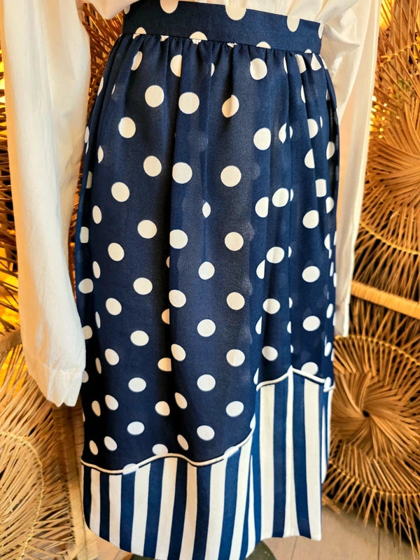 Vintage 50s Pleated Midi Polka Dot Skirt