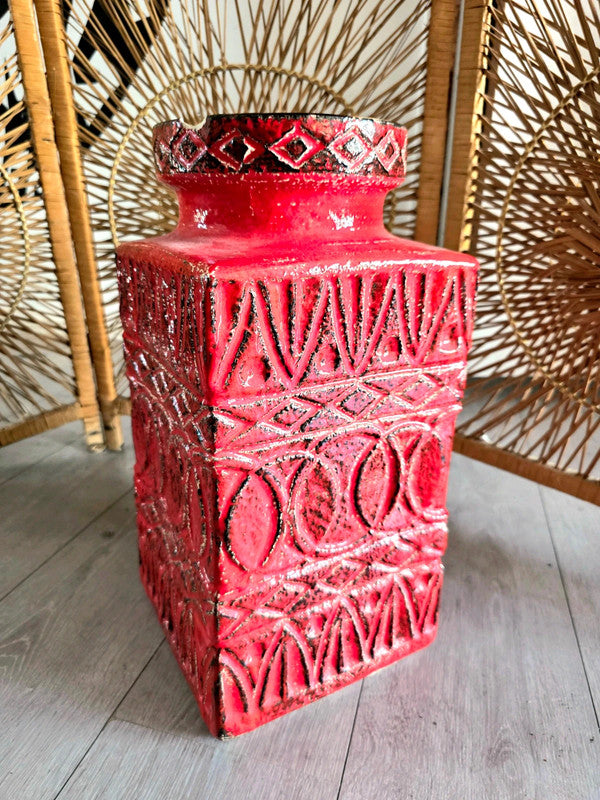Vintage 70s Bay Keramik Floor Ceramic Vase By Bodo Mans West Germany