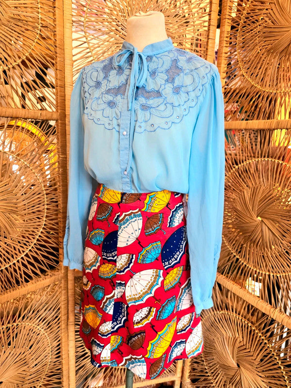 Vintage 80's Umbrella Upcycled Skirt