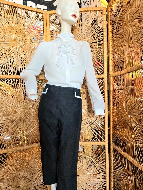 Vintage 70s Ruffle Neck Blouse