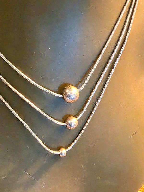 Vintage 80's Layered Silver Necklace