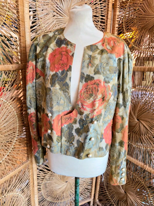 Vintage 80's MK Exclusive Cropped Floral Blazer