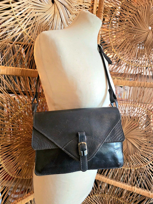 Vintage 80's Leather Envelope Shoulder Bag