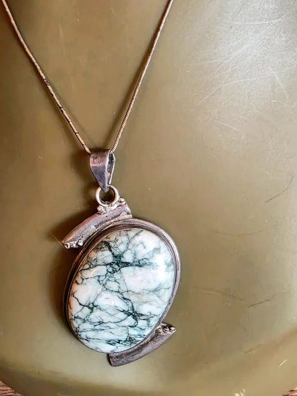 Vintage 70's Tree Agate Necklace