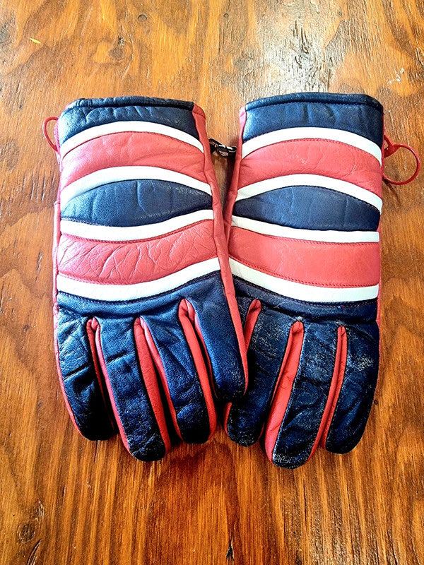 Vintage 80's Leather Ski Gloves